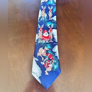 The Christmas Collection Rudolph Reindeer and Santa Football Necktie